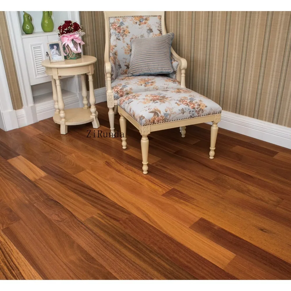 نسخة مخصصة من الخشب الاستوائي، وأرضيات خشبية هندسية متعددة الطبقات، ولمسة نهائية ناعمة