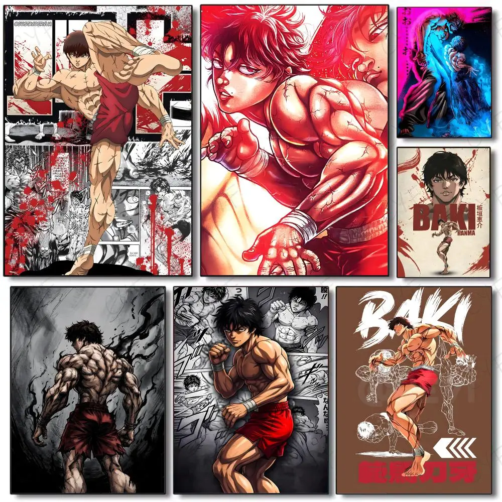 anime fighting Baki the Grappler Poster Painting Wall Art Mural for Living Room Home Decor and Gifts
