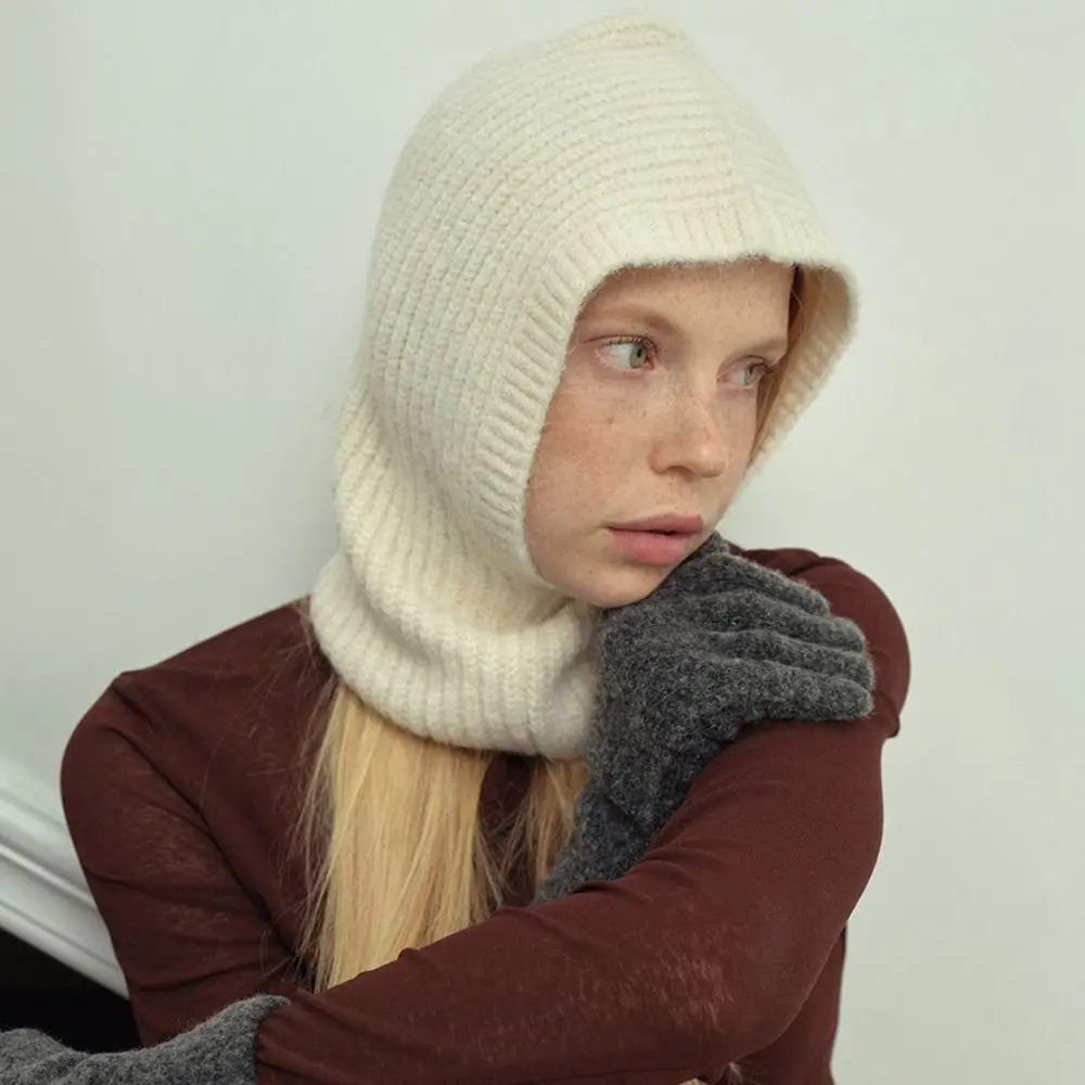Simple Alpaca Wool Balaclava Hat Wool Blend Fleece Earflap Hat Thickened Soft Winter Cap Winter/Autumn