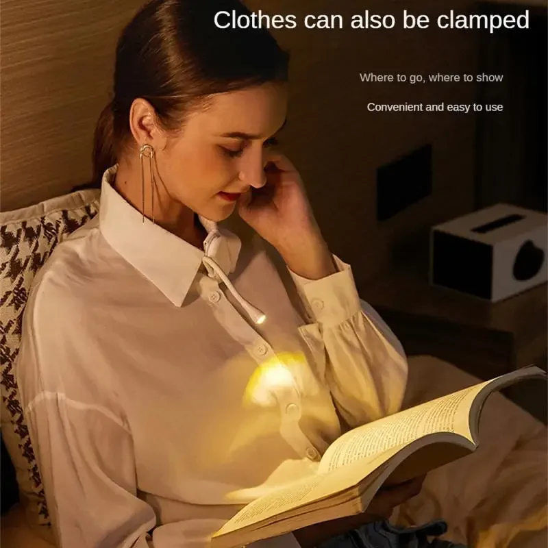 Mini Book Light Portable Clip Night Light Usb Charging Led light Bedroom Eye Protect Camping Clip 360° Flip Book Lamp