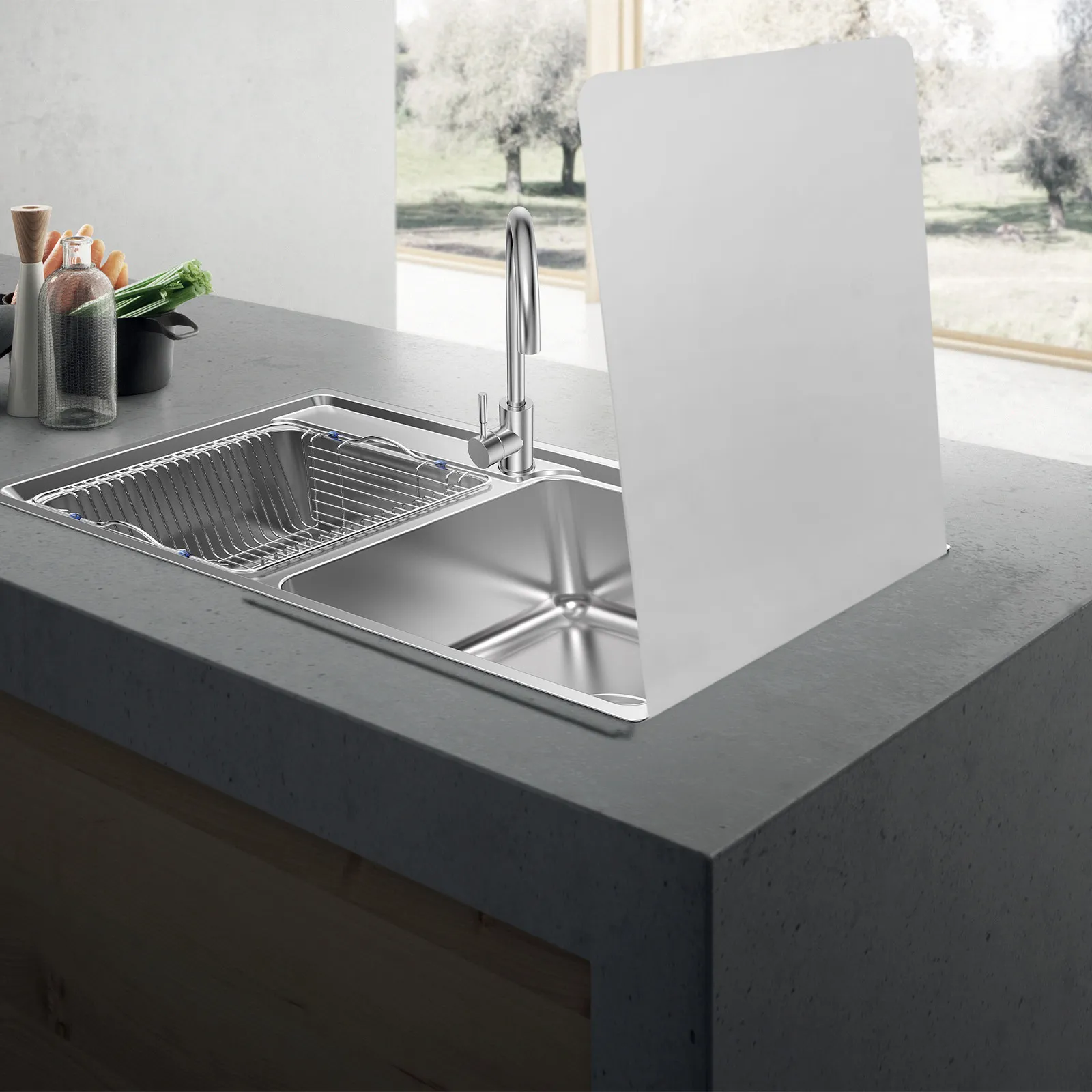 Stainless Steel Sink Splash Guard 2pcs Wall Mounted Kitchen Splatter Guard Easy Clean Side Guard