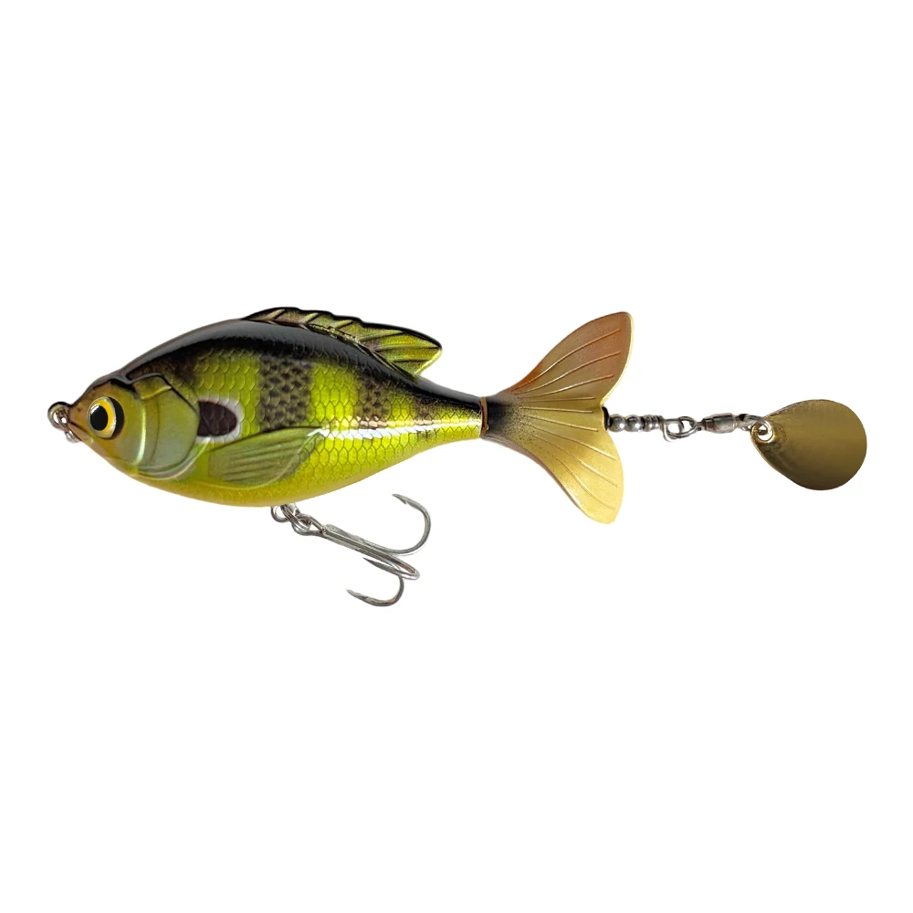 1 Stück Rotierender Schwanz-Popper-Köder 9,5cm 16,6g Oberflächenköder Wobbler Angelköder Lebensechter Künstlicher Harter Köder für Barsch und Hecht Angelzubehör – Detail 10