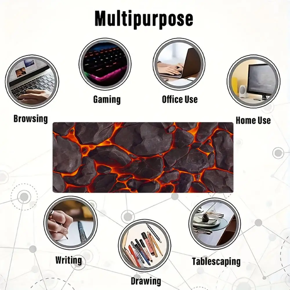 Grande mouse pad para jogos, design subterrâneo de crack de pasta, almofada de mesa antiderrapante de borracha, bordas costuradas, perfeito para escritório e jogadores