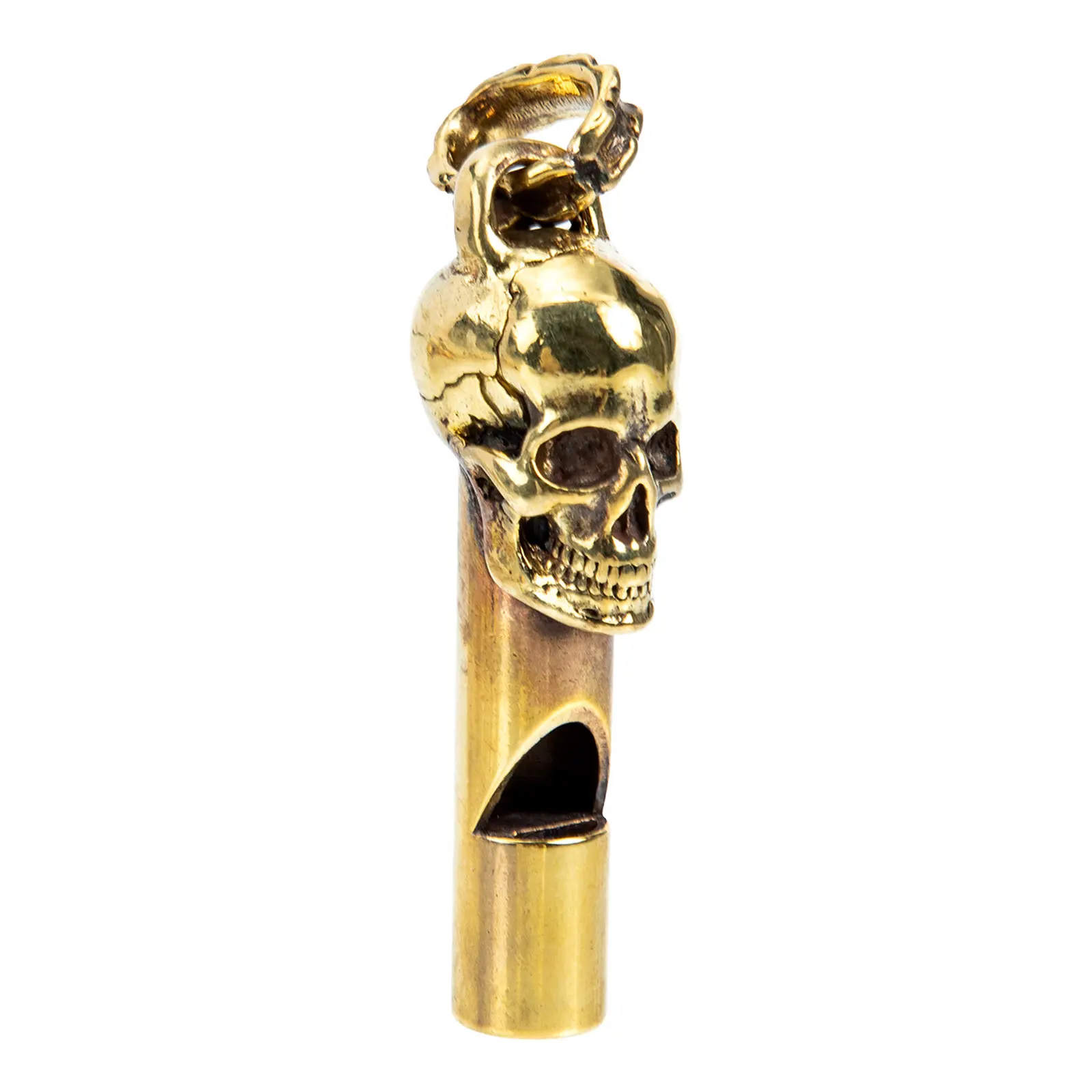 Skull Shaped Creative Copper Whistle Spooky Emergency Outdoor Survival Sports Referee Camping Loud Metal Whistle Unique Themed