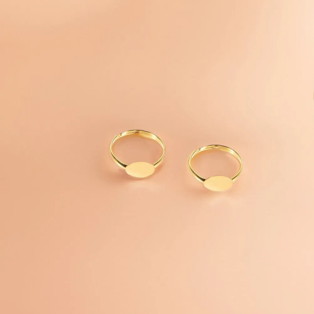 

50Pcs Adjustable Ring Blanks Flat Base 10Mm Pad Rings DIY Jewelry Making Components Blank Ring Findings for Crafts