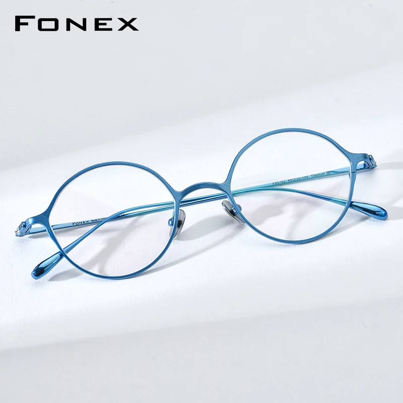 FONEX Titanium Eyeglasses Frame Women Brand Design Retro Round Eyewear Men Vintage Japanese Ultralight-Weight Glasses 85752