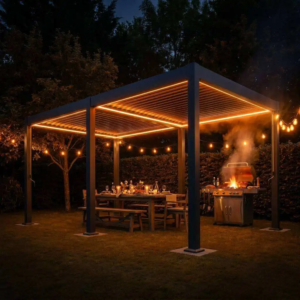 Luxurious Barbecue Pavilion Affordable Powder Coated Aluminum Alloy Rainproof Pergola Corrosion Resistant Backyard Gazebo