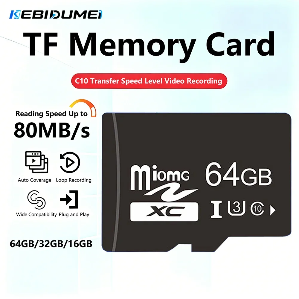 Kebidumei TF Memory Card 4K Full HD Mini Storage Card TF Flash Card 64GB 32GB 16GB C10 U3 A1 Speed UP TO 80MB/s For Cam PC Phone