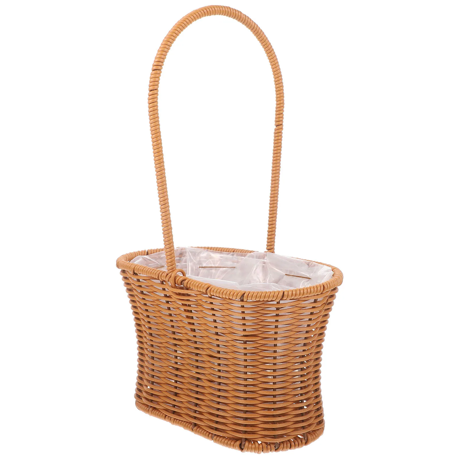 

Plastic Woven Basket Portable Storage Picnic Party Wedding Afternoon Tea Decorative Floral Holder Multipurpose Use