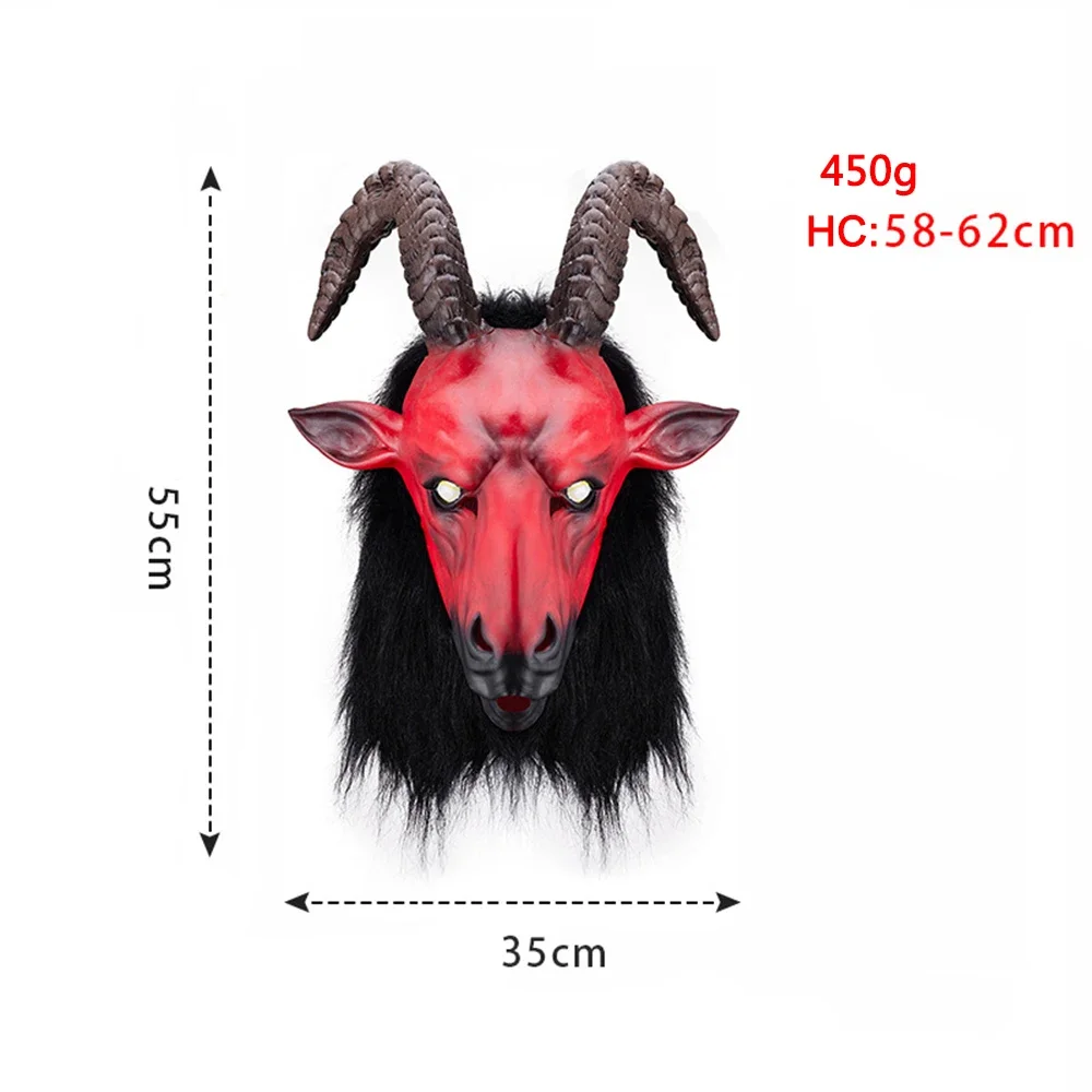 Máscara de antílope de cabra aterradora para Halloween, máscara de cabeza completa de Animal de látex, animales de granja, vestido de fantasía para fiesta, accesorios de disfraces para adultos
