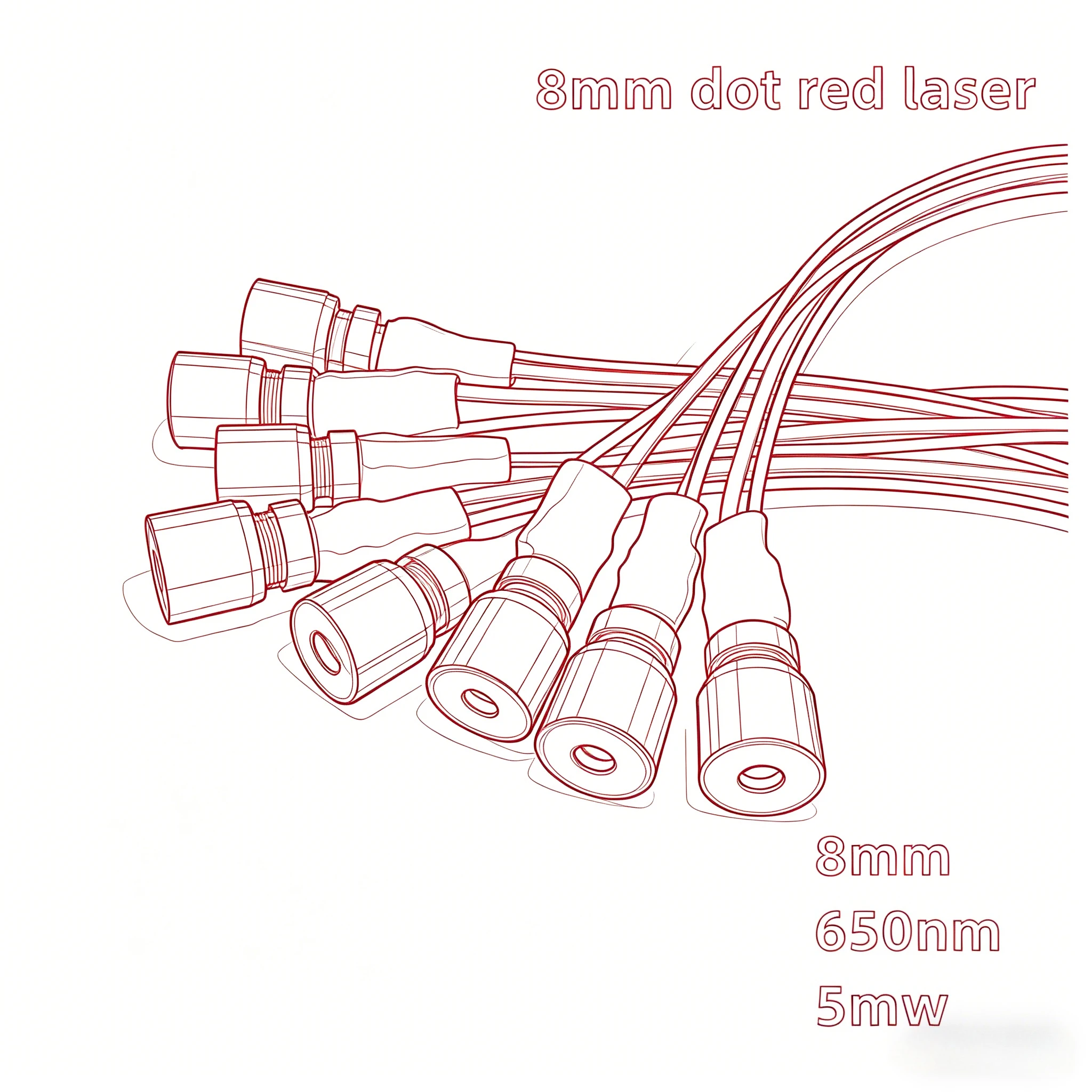 8mm industrial grade point laser red light laser module with adjustable focal length of 650nm and 5mW laser