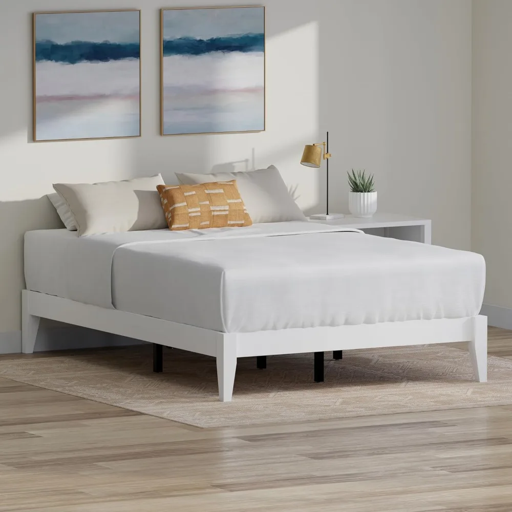 

Serene Farmhouse Style Wood Bed Frame In Full Size (No Headboard) - Coastal Modern Design, Sturdy, Easy Assembly, Ample