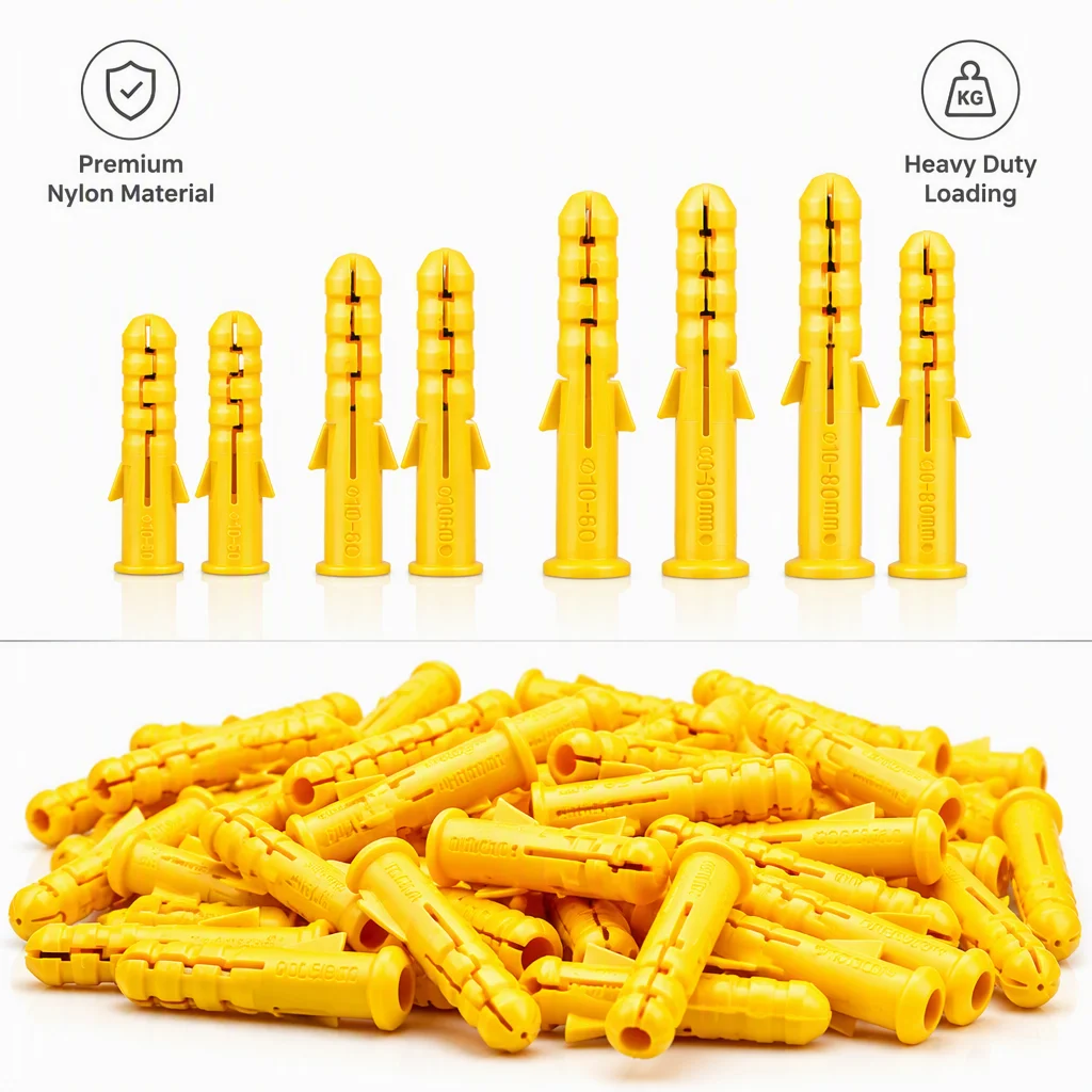 Ribbed Plastic Expansion Pipe M6 M8 M10 Rubber Plug Plastic Pipe Nylon Column Expansion Screw Anchor Plug Wall Plugs