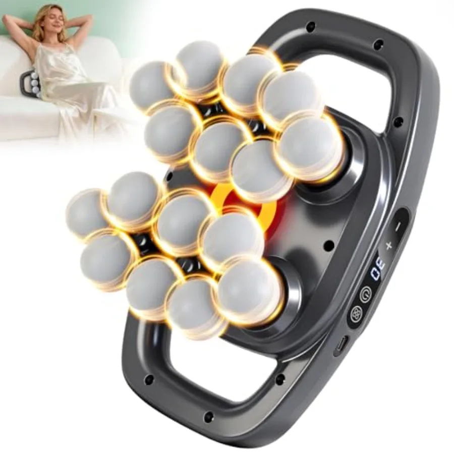 

Массажный пистолет с 16 насадками, 3 режима и 30 уровней интенсивности, электрический массажер для плеч, талии, ног и спины, для снятия боли, глубокий массаж тканей