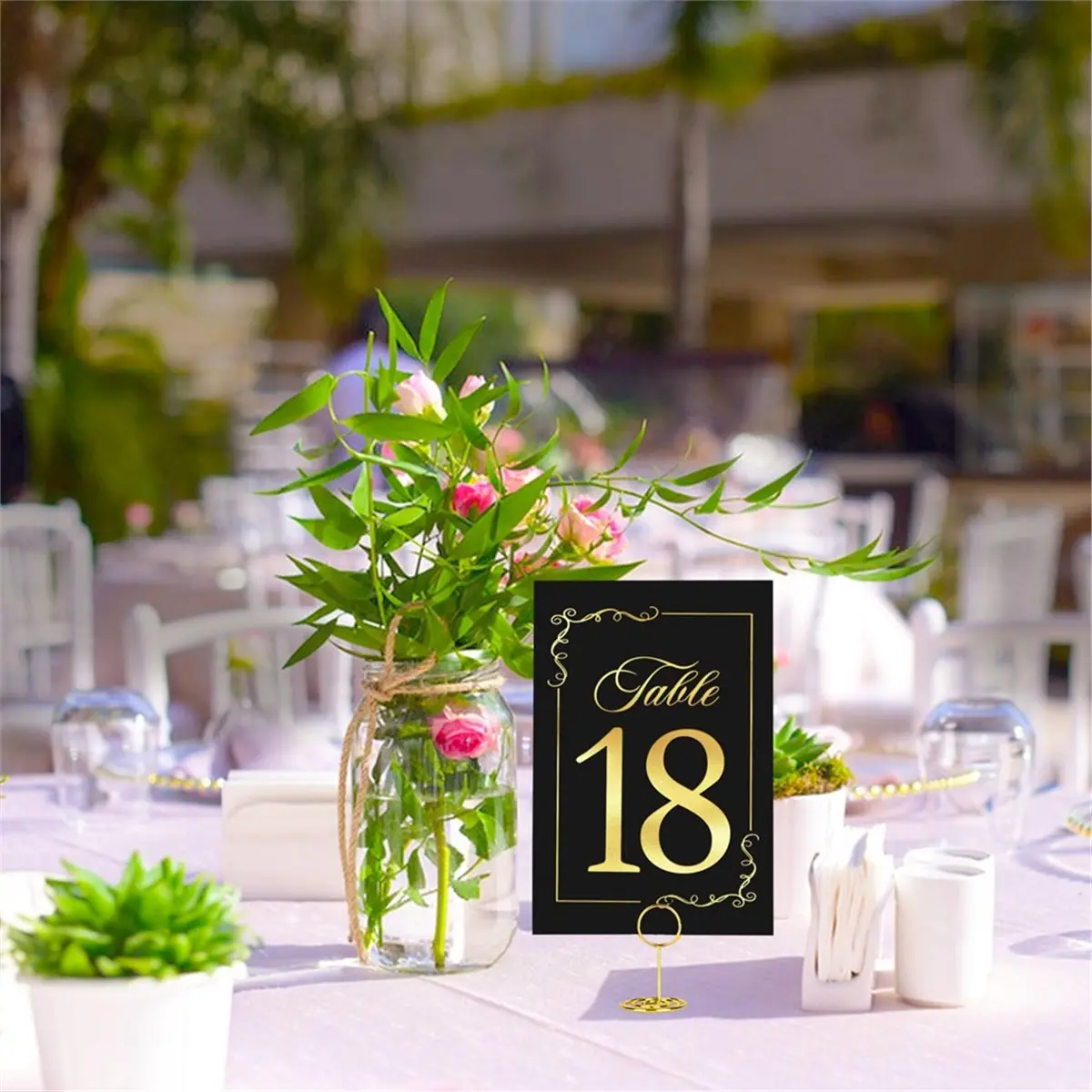 21 Sets Dark Gilded Wedding Table Numbers 1-20 with Head Card and 21 Pcs Stands 4x6 Place Holders for Reception
