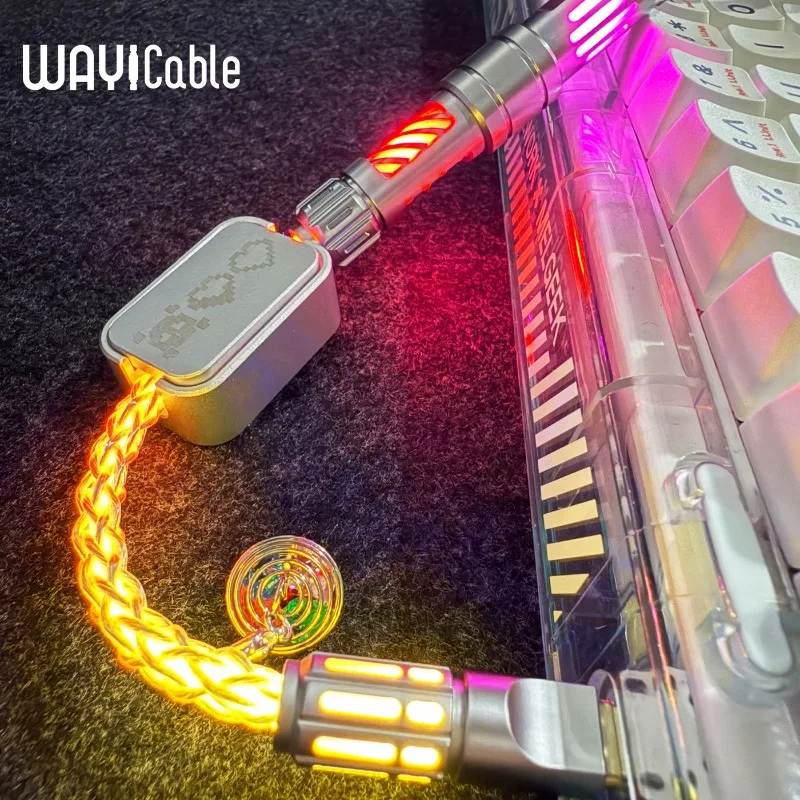 WAYi 1.5M Magnetic Keyboard Cable Mechanical RGB Magnetron Color Changing 8K Aviation Plug Cable PC Laptop Keyboard Accessories
