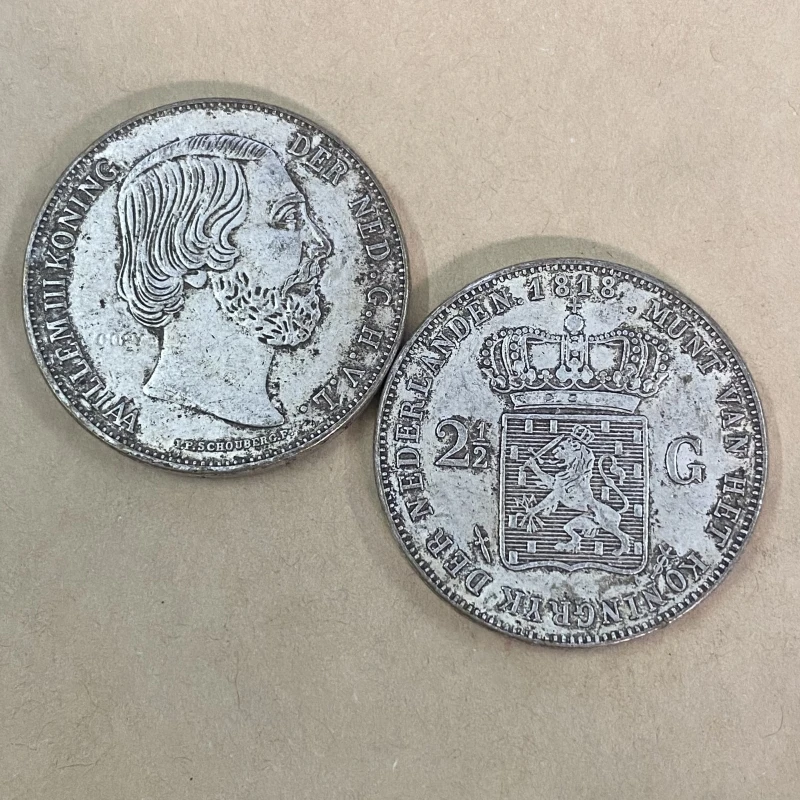 Replica 1pcs 1818 Netherlands 2.5 Gulden-King Willem Silvery Novelty  Coin