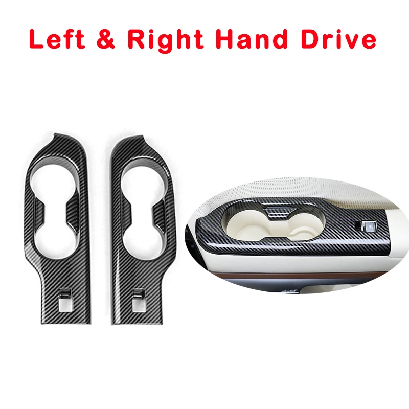 

For Hyundai IONIQ 9 LHD RHD Both Sides Seat Rear Cupholder Frame Cover Trim Carbon Fiber Wood Style ABS Interior Car Accessories