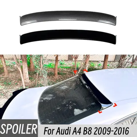 아우디 A4 B8 2009-2016 고품질 ABS 플라스틱 블랙 카본 후면 유리 스포일러 날개 자동차 튜닝 액세서리