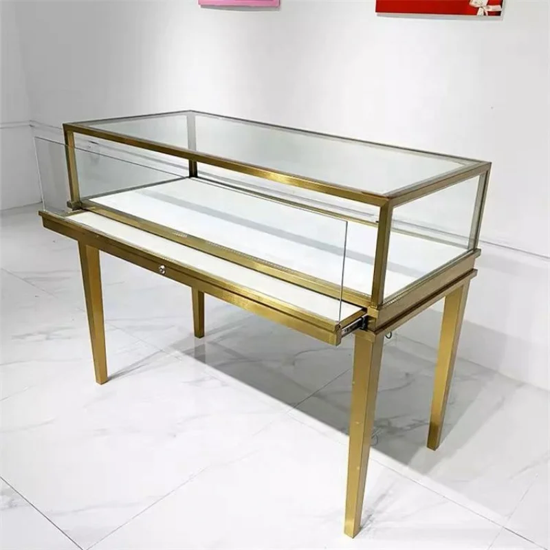 custom.Factory Custom Jewelry Shop Cabinets Display Counter Golden Showcases Glass Display Jewellery Store Furniture Design