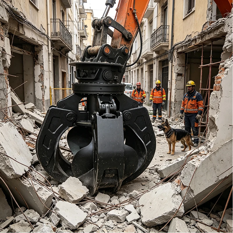 Precision Excavator Hydraulic Grapple Attachment for Scrap Metal Loading Demolition Cleanup and Steel Sorting Tasks