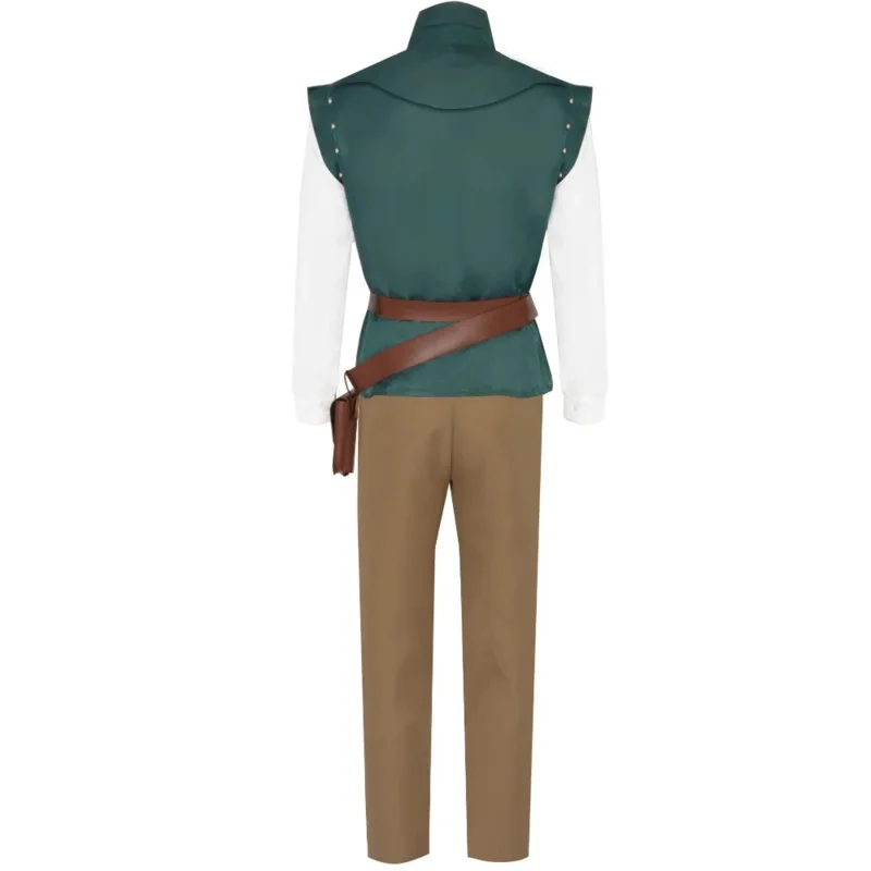 Flynn Rider Costume Gilet Camicia Cintura Borsa Vestito Parrucca Cosplay Anime Party Halloween Suit Uomo