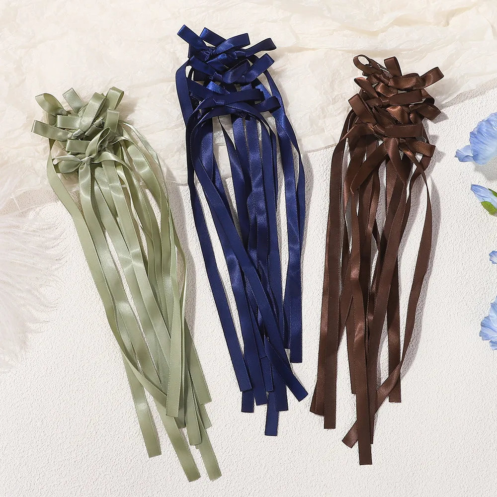 

20Pcs Random Color Long Tassel Hair Bow Clips for Women Girls Headwear Spring Ins Party Ponytail Barrette Hair Accessories