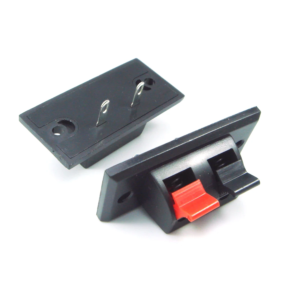 2 Way Connector Terminal Push In Jack Load Spring Audio Speaker Terminals Plug Socket Clip 2-pin Spring Push Release Connector