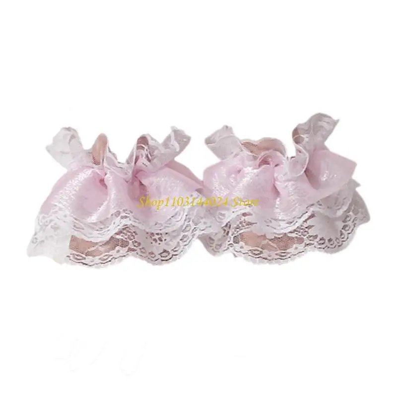 

N5KE Elegant Short Lace Hand Sleeves Decorative Handwear Ruffle Cuffs Sleeves for Daily Outfit Anime Maid Costume Accessory