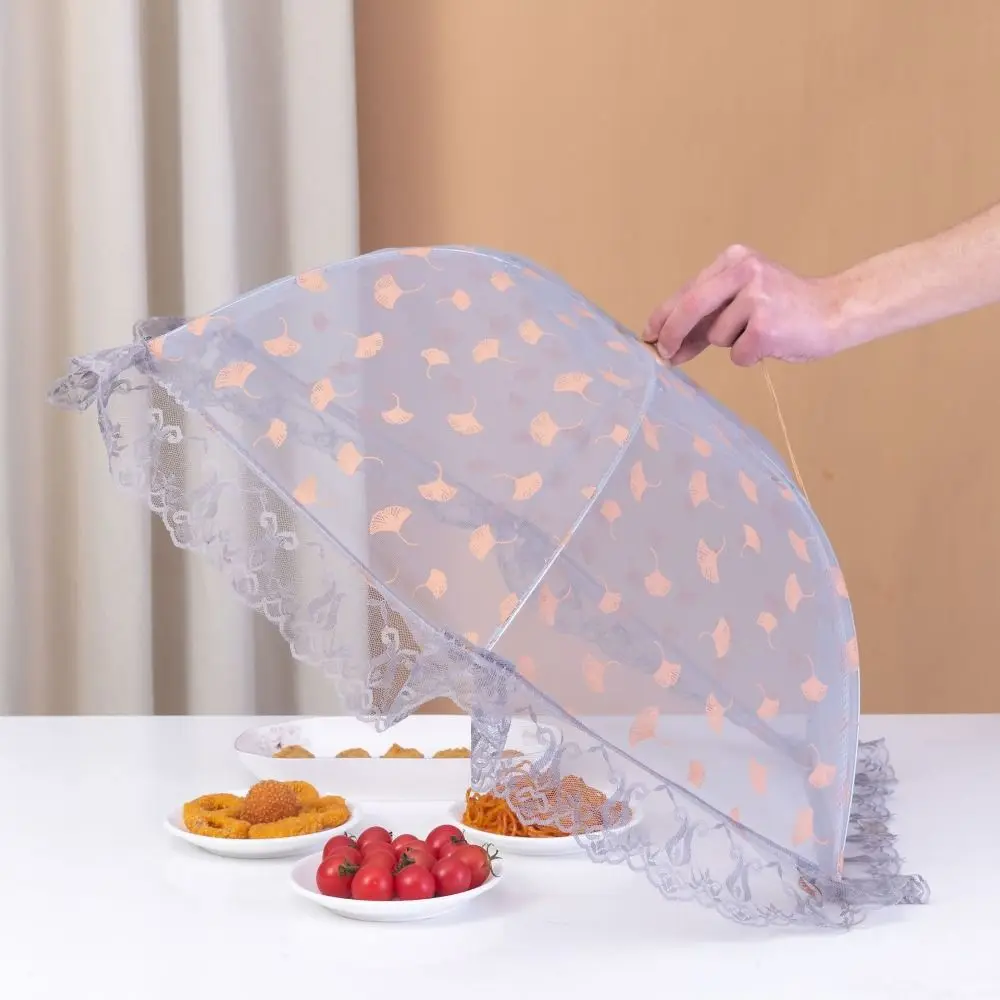 Umbrella Shape Lace Food Cover Food Lid Dustproof Mesh Fabric Food Net Round Breathable Dish Tent Anti Mosquito