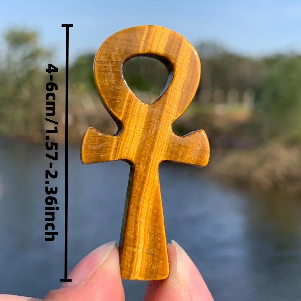 Natural Tiger Eye Ankh Hand Carved Crystal Collection Crystal Gift Valentine's Day Gift Love Keepsake Home Decoration