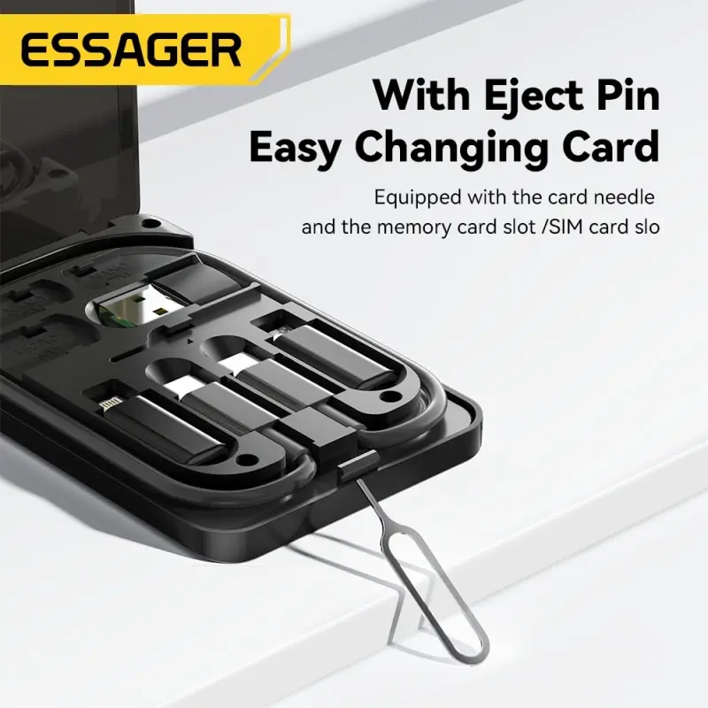 Essager 4 in 1 USB C To USB C Cable PD 60W Fast Charging Data Cord for iPhone Xiaomi Type C Micro Cable With Holder Storage Box