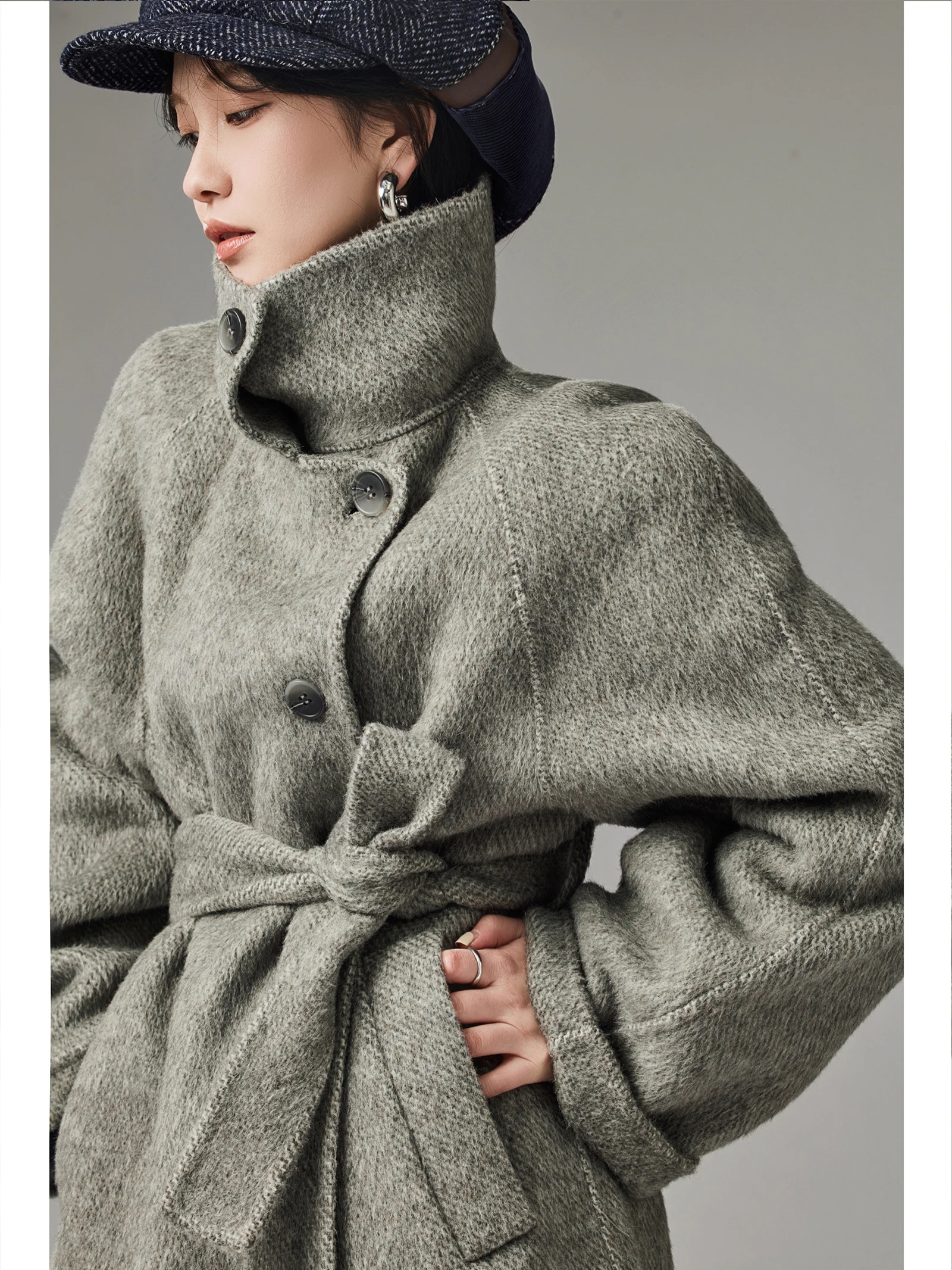 

Zhaodaixi шерстяное пальто Eureka Sle, новая модель, прямой крой, высококачественное твидовое пальто для молодых женщин, осенний сезон