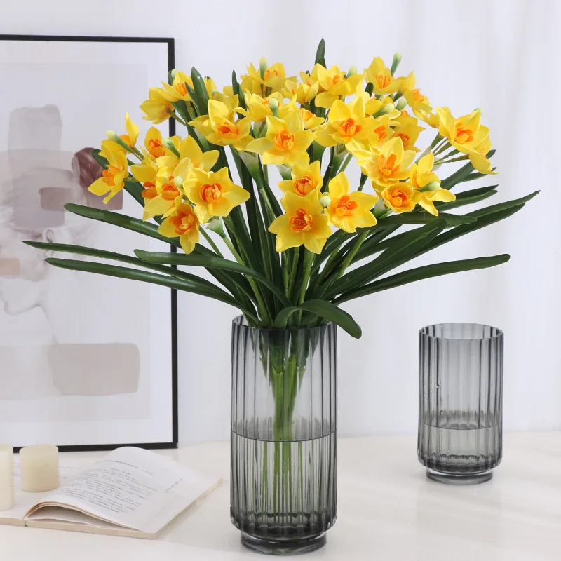 Artificial Daffodils Silk Flower Bouquet Home Decoration Ornaments Fake Flowers Wedding Bouquet Nordic Narcissus Party Floral