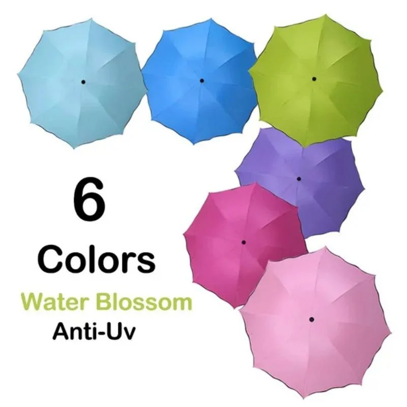 6 Color Fun Creative Water Blossom Umbrella Women's Fashion Folding Flouncing Umbrella Double Layer Windproof Anti Uv Umbrella