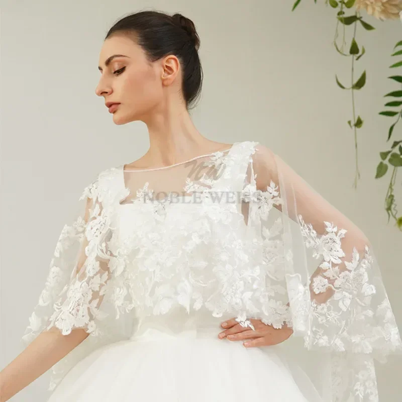 Mantella da sposa con applicazioni in pizzo, scialle da sposa senza maniche, mantello, giacche da sposa, mantello personalizzato