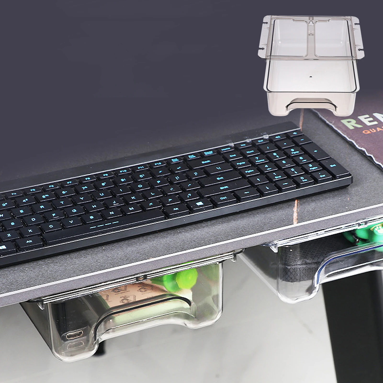 Under Desk Drawer Storage Box Versatile Sundries Organizer for Home Office Desktop Pen Organizer Hidden Table Drawer Storage