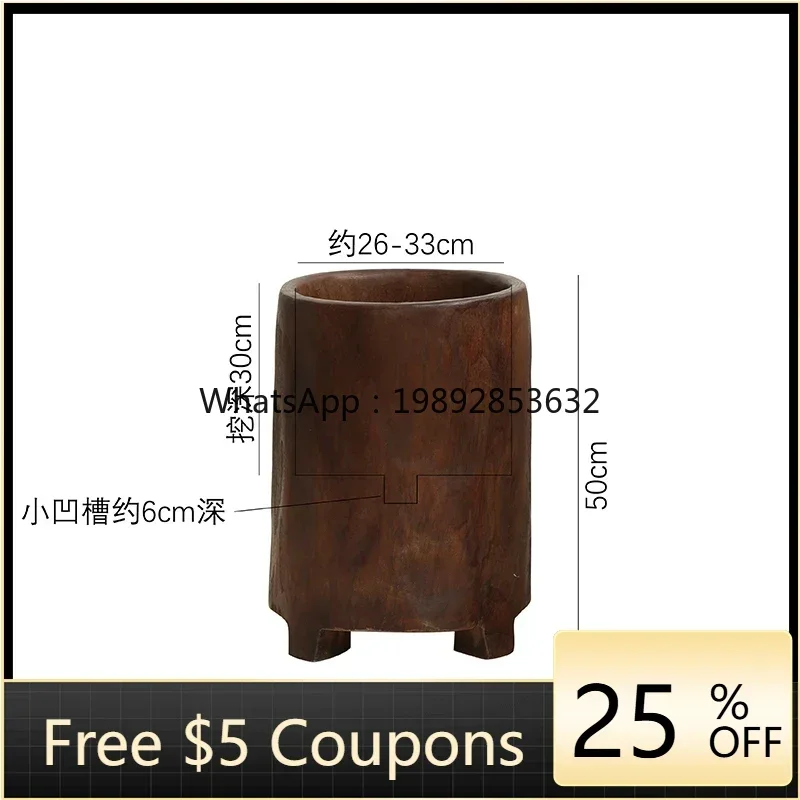 LYY  Green Plant Floor Flower Pot Solid Wood Whole Digging Flowering Wooden Bucket Large Vase Decoration Ornament