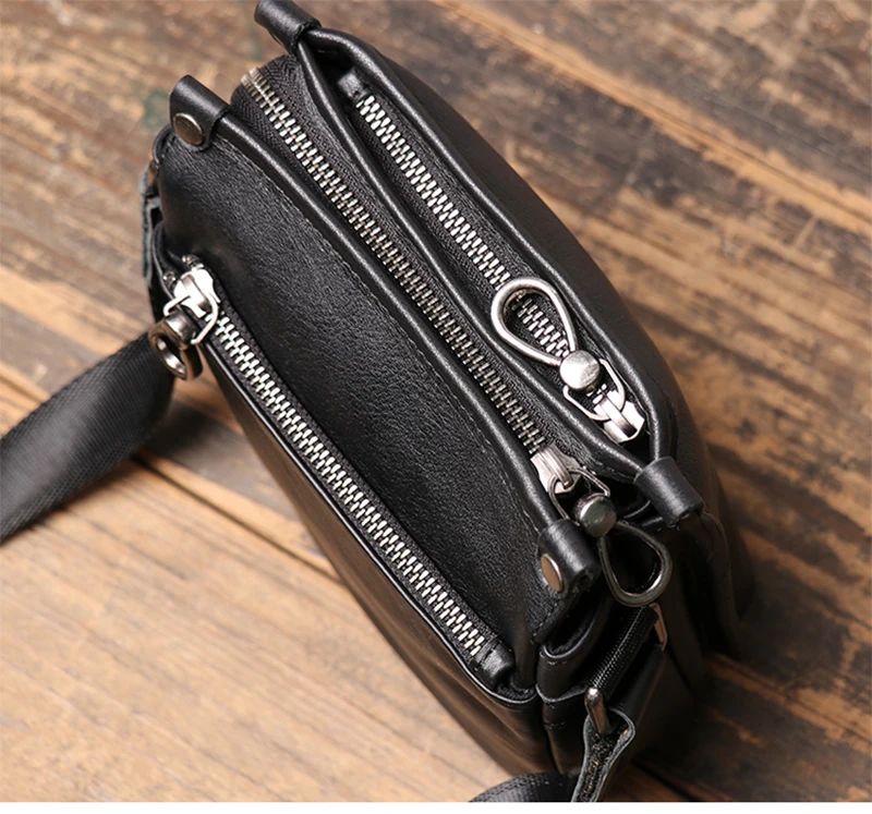 LUOKIR Fashion Echtes Leder Umhängetasche männer Casual Schulter Kleine Tasche Klassische Mehrere Fächer Rindsleder Umhängetasche – Detail 13