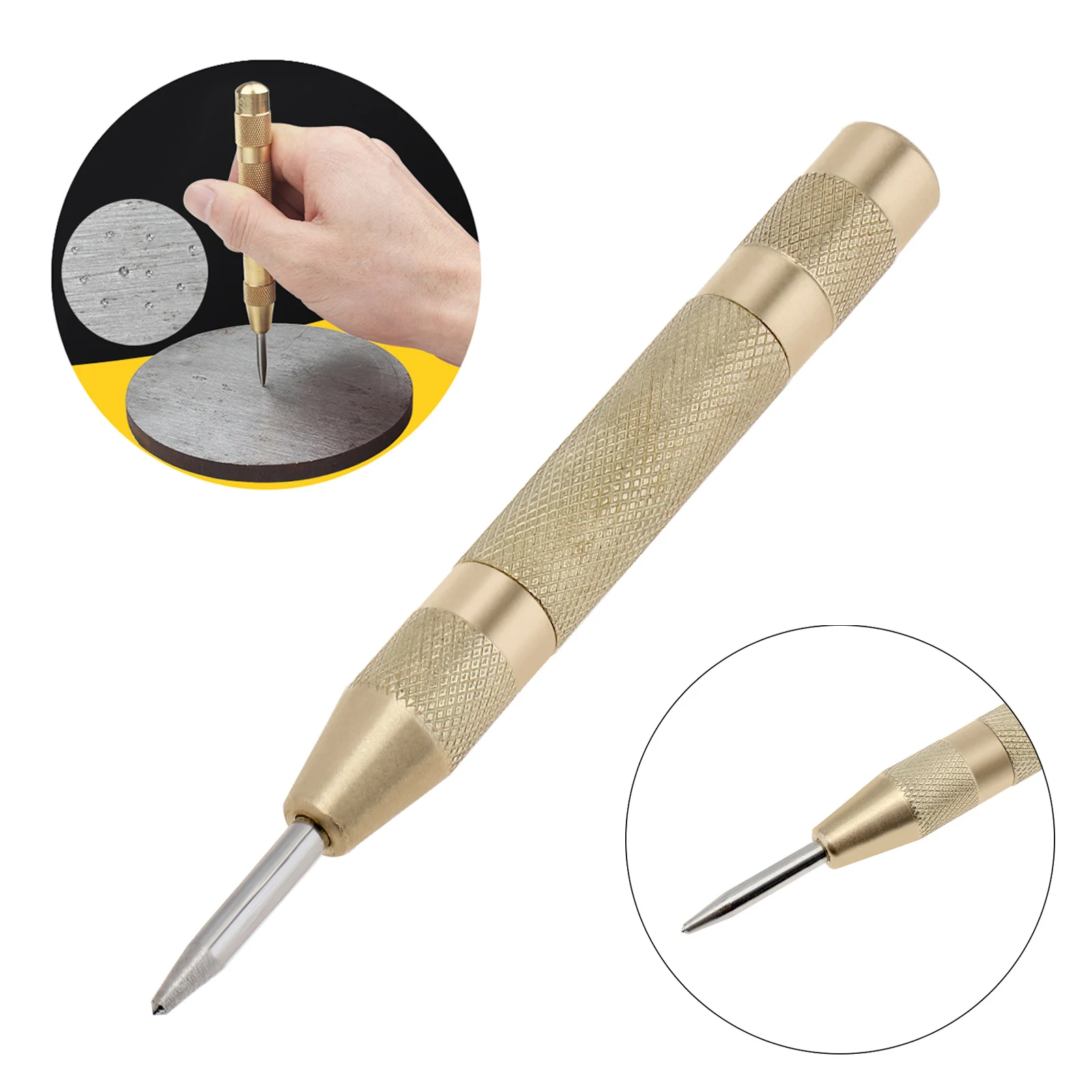2 pcs Automatic Center Punch Center Drill Bit with 2 Spare Thimble for Loaded Locator / Dent Marker Hand Tools
