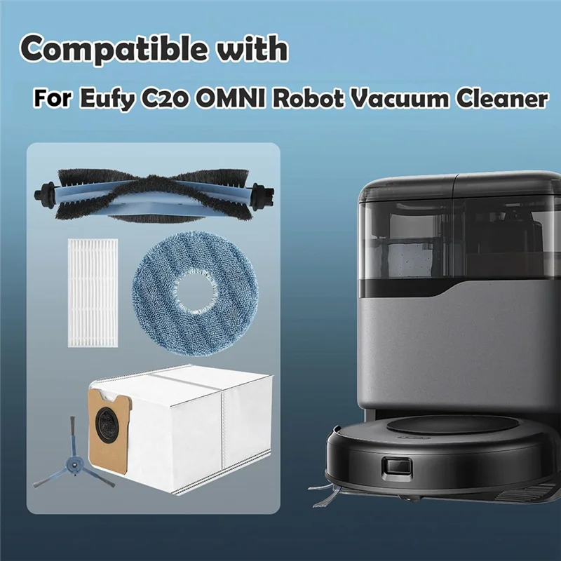 ABMH-ملحقات ل Eufy Omni C20 روبوت فراغ استبدال أجزاء فرشاة جانبية رئيسية فلتر Hepa ممسحة القماش كيس لجميع الغبار