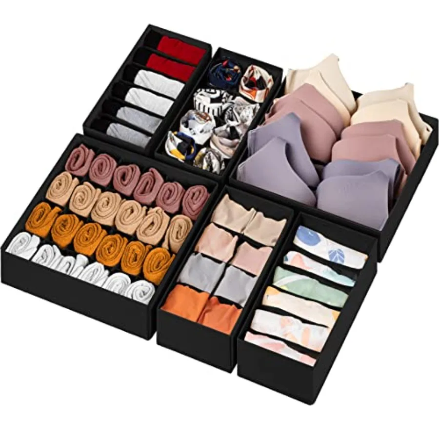 

Органайзеры-разделители для ящиков для носков и нижнего белья, 58 ячеек, складные тканевые органайзеры для комодов и шкафов, контейнеры для хранения одежды и детских вещей