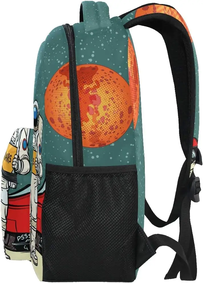 Retro Astronaut Space Cartoon Grote Rugzak Gepersonaliseerde Laptop IPad Tablet Reisschooltas met meerdere vakken