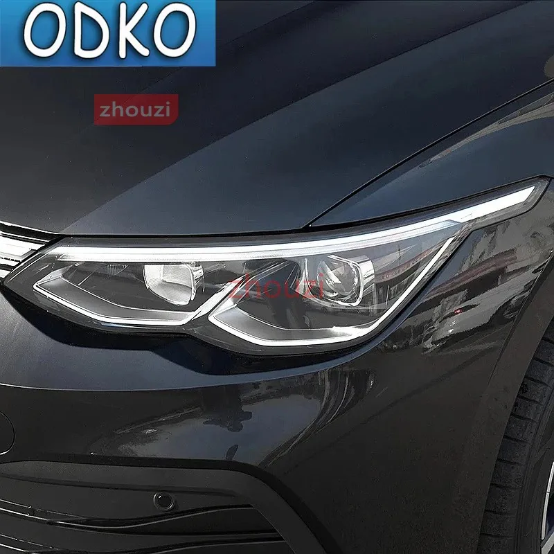 For Volkswagen VW Golf 8 MK8 R Line GTI 2020 2021 Car Headlight Tint Smoked Black Protective Film Transparent TPU Sticker view 3