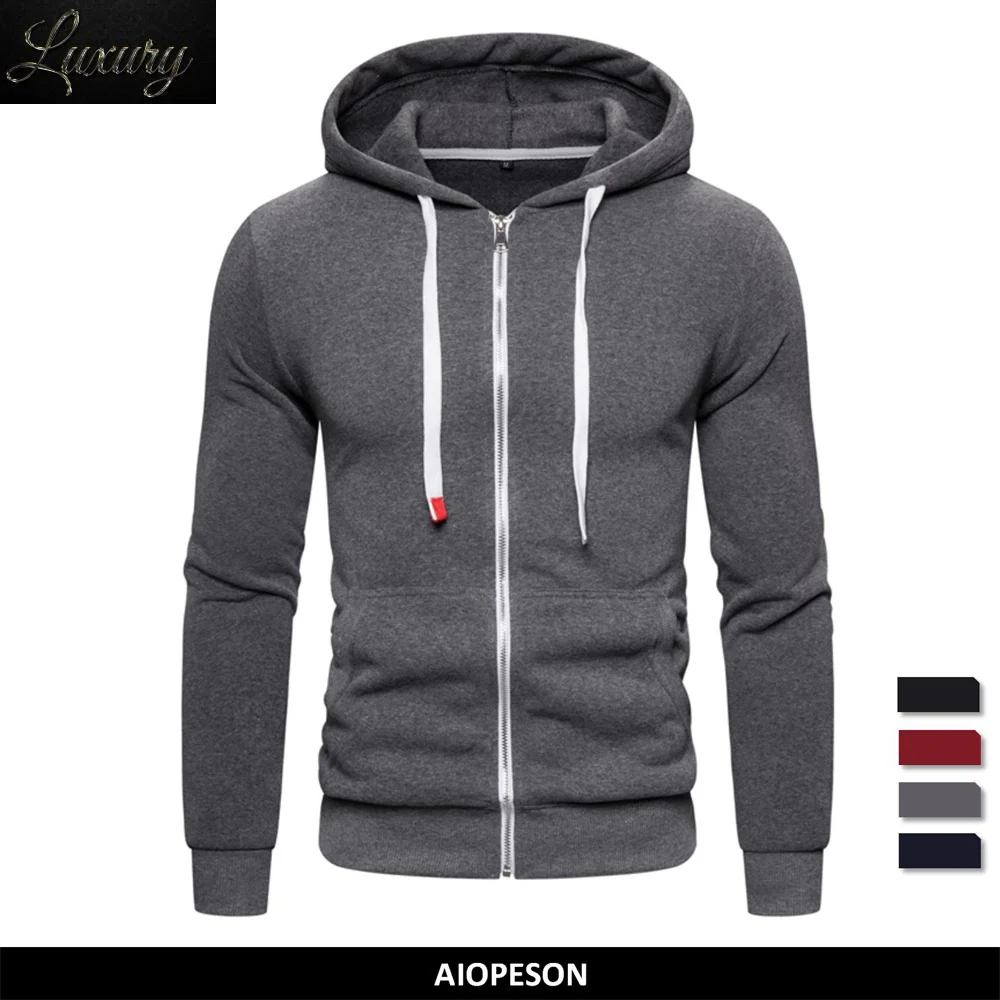 

Brand Quality Cotton Hoodie Men Solid Casual Thick Fleece Spring 's Sweatshirts Fashion Slim Fit Hooded Hoodies