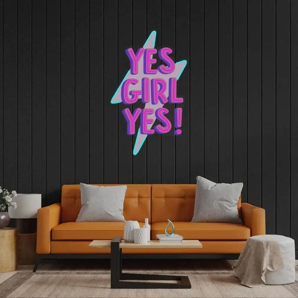 Yes Girl Yes Neon Signs For Wall Decor Personalized LED Light Up Birthday Gifts For Bedroom Birthday Valentines Party Decoration