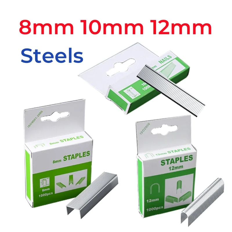 

8mm 10mm 12mm Staples For Electric Stapler Manual Staple Gun Woodworking Tools Accessories