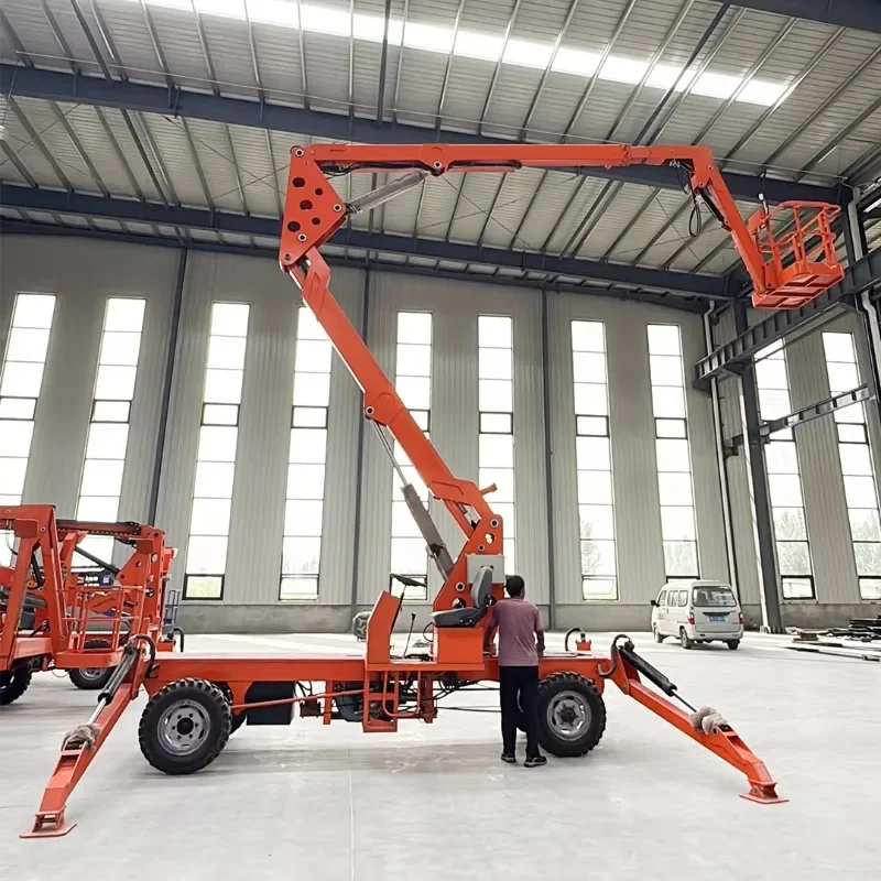 Hydraulic 16m Spider Telescopic Elevator Curved Arm Articulated Platform Boom Elevator Rated Load 200Kg