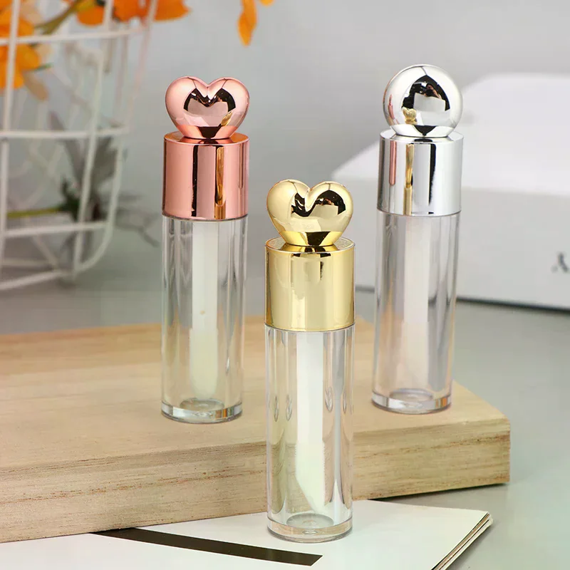 2.5/6 مللي أنبوب مينا الشفاه على شكل قلب مع سلسلة مفاتيح وقضيب فرشاة أنبوب ملمع الشفاه زجاجة فارغة حاوية الشفاه الصقيل أداة ماكياج #4