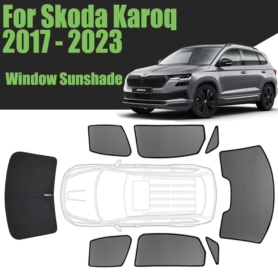 

Custom Car Window Sunshade For Skoda Karoq 2017 - 2023 Magnetic Curtain Mesh Front Windshield Frame Curtain